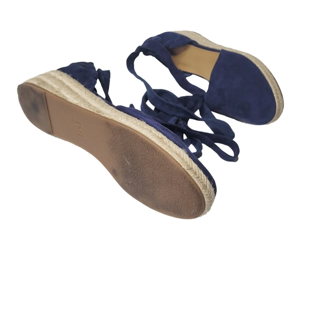 Marc Fisher Navy Espadrilles Tie Up Wedges - Picture 5 of 7